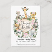 ピンクフローラサファリジャングルベビーガールオムツラッフル エンクロージャーカード (正面)