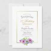 ピンクフローラサプライズ21th誕生日ディナー 招待状 (正面)