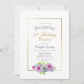 ピンクフローラサプライズ30歳の誕生日 招待状 (正面)