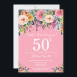 ピンクフローラサプライズ50th誕生日招待状 招待状<br><div class="desc">ピンクフローラサプライズ50番目の誕生日招待状の女性。水彩フローラフラワーピンクの背景ピンク、黄色、オレンジ、紫の花。大人の誕生日。13.15.16.18.21.30.40.50.60.70.80.90.100.任意の年齢さらにカスタマイズするには、「クリックカスタマイズit」ボタンをクリックし、デザインツールを使用してこのテンプレートを変更してください。</div>