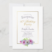 ピンクフローラサプライズ60thバースデーパーティー 招待状 (正面)