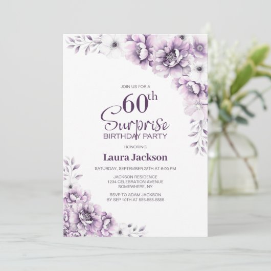 ピンクフローラサプライズ60thバースデーパーティー 招待状 (スタンド正面)