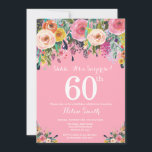 ピンクフローラサプライズ60th誕生日招待状 招待状<br><div class="desc">ピンクフローラサプライズ60番目の誕生日招待状の女性。水彩フローラフラワーピンクの背景ピンク、黄色、オレンジ、紫の花。大人の誕生日。13.15.16.18.21.30.40.50.60.70.80.90.100.任意の年齢さらにカスタマイズするには、「クリックカスタマイズit」ボタンをクリックし、デザインツールを使用してこのテンプレートを変更してください。</div>