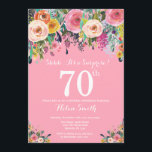 ピンクフローラサプライズ70th誕生日招待状 招待状<br><div class="desc">ピンクフローラサプライズ70th誕生日招待状for Women。水彩フローラフラワーピンクの背景ピンク、黄色、オレンジ、紫の花。大人の誕生日。13.15.16.18.21.30.40.50.60.70.80.90.100.任意の年齢さらにカスタマイズするには、「クリックカスタマイズit」ボタンをクリックし、デザインツールを使用してこのテンプレートを変更してください。</div>