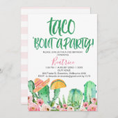 ピンクフローラサボタコAパーティー誕生日 招待状 (正面/裏面)