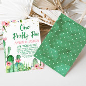 ピンクフローラサボテンのワンプリックリーペア誕生日 招待状