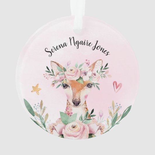 ピンクフローラシカベビー初めてのクリスマス オーナメント (裏面)