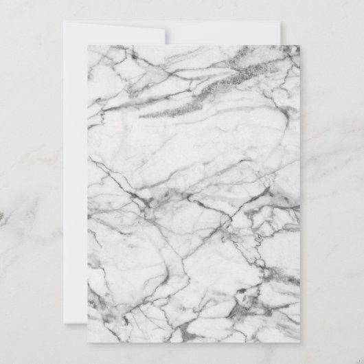 ピンクフローラシック金ゴールドブラック大理石ベビーシャワー 招待状 (裏面)