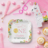 ピンクフローラシトラス1st誕生日パーティー紙プレート ペーパープレート (パーティー)