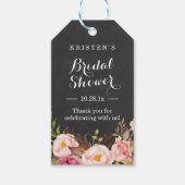 ピンクフローラシャルボード |ブライダルシャワーありがとう ギフトタグ (正面)