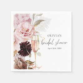 ピンクフローラシャンパンブライダルシャワー スタンダードカクテルナプキン