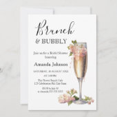 ピンクフローラシャンパンブライダルシャワー 招待状 (正面)