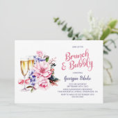 ピンクフローラシャンパンブランチ&バブリー 招待状 (スタンド正面)