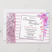 ピンクフローラシャンパンブレックファーストブライダルシャワー 招待状 (正面)