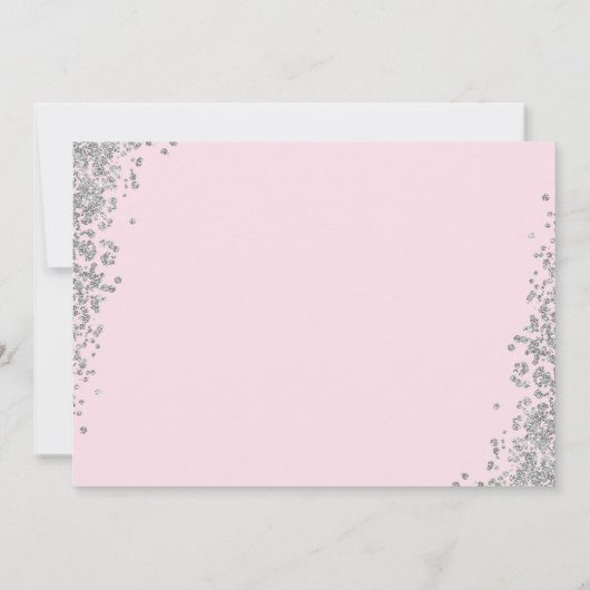 ピンクフローラシルバーガールファースト聖体拝領の写真 招待状 (裏面)