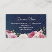ピンクフローラジオメトリックネイビーブルーエレガント 名刺 (裏面)
