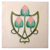 ピンクフローラジュゲンドスティルアールヌーボーレプロイングランド タイル (正面)