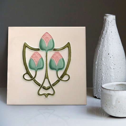 ピンクフローラジュゲンドスティルアールヌーボーレプロイングランド タイル