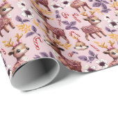 ピンクフローラジンジャーブレッドトナカイWP ラッピングペーパー (ロールコーナー)
