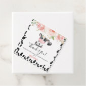 ピンクフローラスクエアカウカプリント誕生日ありがとう フェイバータグ (インサイチュ)