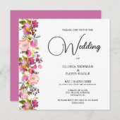 ピンクフローラスクエア結婚式招待状 招待状 (正面/裏面)