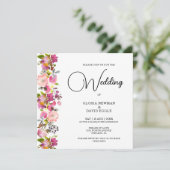 ピンクフローラスクエア結婚式招待状 招待状 (スタンド正面)