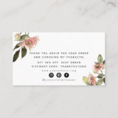 ピンクフローラスクリプトサンキュービジネスカード 名刺 (裏面)