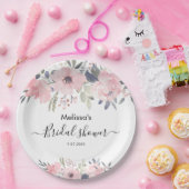 ピンクフローラスクリプト素朴ブライダルシャワー ペーパープレート (パーティー)