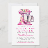 ピンクフローラストックザキッチンブライダルシャワー 招待状 (正面)
