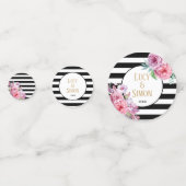 ピンクフローラストライプお祝い コンフェッティ (正面)