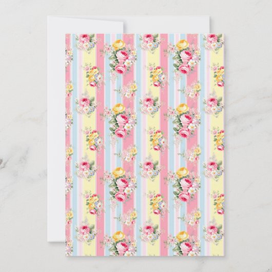 ピンクフローラストライプのブライダルシャワー 招待状 (裏面)