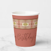 ピンクフローラストライプ 紙コップ (左)