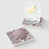 ピンクフローラストーンコースター ストーンコースター (横)