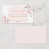 ピンクフローラスペインのおむつラッフルベビーシャワーガール エンクロージャーカード (正面/裏面)