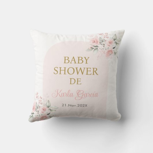 ピンクフローラスペインのベビーシャワーガール装飾用クッション クッション (裏面)