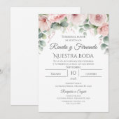 ピンクフローラスペインの結婚式招待状 招待状 (正面/裏面)