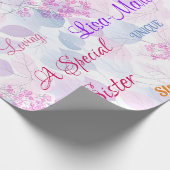 ピンクフローラスペシャルシスター思慮深い心を持つ ラッピングペーパー (角)