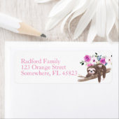 ピンクフローラスロース差出人住所 ラベル (インサイチュ)