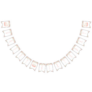 ピンクフローラスワンプリンセスハッピーバースデーバンティン  バンティングフラッグ