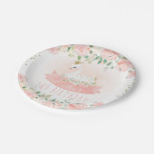 ピンクフローラスワンプリンセス誕生日紙プレート ペーパープレート (アングル)