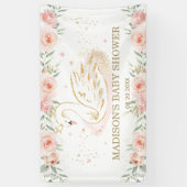 ピンクフローラスワンベビーシャワー誕生日背景 横断幕 (縦)