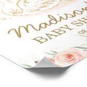 ピンクフローラスワンベビーシャワー1stバースデーウェルカム ポスター (角)