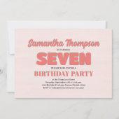 ピンクフローラセブン誕生日ガールパーティーテンプレート 招待状 (正面)