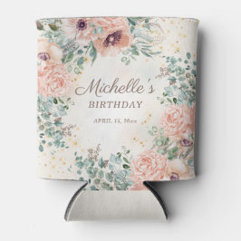 ピンクフローラセージグリーン離れ誕生日 缶クーラー