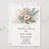 ピンクフローラセージ緑のウェディングシャワーの招待 招待状 (正面)