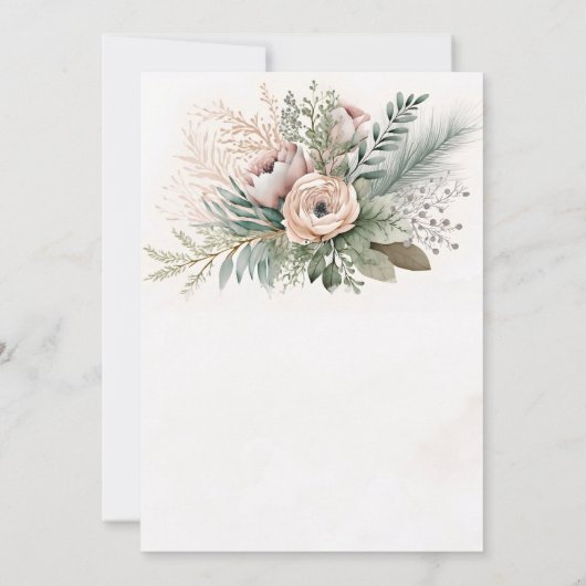 ピンクフローラセージ緑のウェディングシャワーの招待 招待状 (裏面)