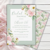 ピンクフローラセージ緑エレガントブライダルシャワー 招待状