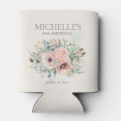 ピンクフローラセージ葉グリーングリッター誕生日 缶クーラー (裏面)