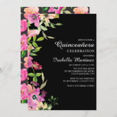 ピンクフローラセージ葉グリーンシズブラッククインセアニラ 招待状 (正面/裏面)