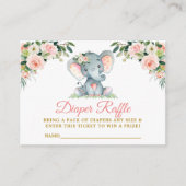 ピンクフローラゾウおむつラッフルベビーシャワー エンクロージャーカード (正面)